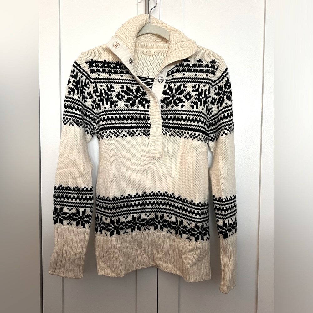 Black and White Fairisle J. Crew Sweater Size Small